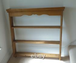 Vintage Solid Pine Wood Wall Mounted Kitchen Display Shelving Unit Plate Rack
