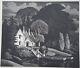 Wood Engraving George Mackley'the House By The Lake' Signed