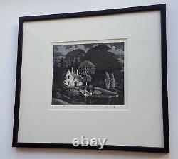 Wood Engraving GEORGE MACKLEY'The House by the Lake' Signed