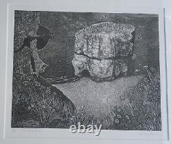 Wood Engraving HILARY PAYNTER'Marsden Rock' Signed Framed. (Railway Art)