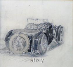 1934 Alvis Speed 20 Tourer Vanden Plas Francis E. Lord Dessin Original Du Crayon