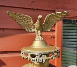 Antique 1800 Eagle Bird Large Wall Mounted Brass Coach Lampe À Huile Lanterne