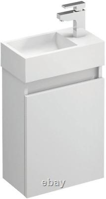 Compact Wc Mur Hung Cloakroom Vanity Unit & Basin Gloss White 400mm