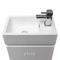 Compact Wc Sol Standing Cloakroom Vanity Unit & Basin Gloss White 400mm