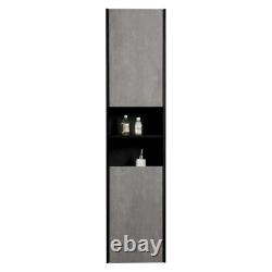 Dali Salle De Bain Mur Hung Tall Unité De Rangement Cabinet Black & Grey Soft Close