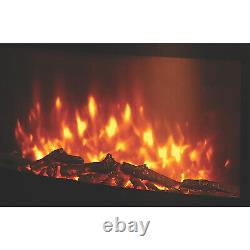 Essentials Electric Fire Black Glass Wall Mounted Led Télécommande 2 Kw 240v