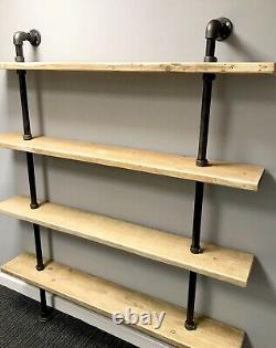 Étagères industrielles en tuyaux et en planches de bois récupérées de l'échafaudage - bibliothèque à étagères de 4 pieds.