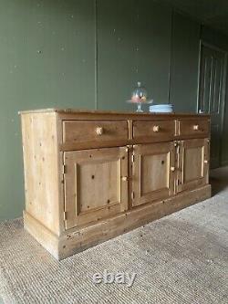 Grande Console De Cuisine Rustique Antique Pine Dresser Base Unité De Rangement Autonome