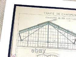 Impression Architecturale Française Industriel Dock Warehouse Diagramme Design Old Antique