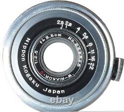 Objectif Nippon Kogaku W-NIKKOR C 3,5 cm 35 mm f/2,5 Argent Monture Nikon S Télémètre