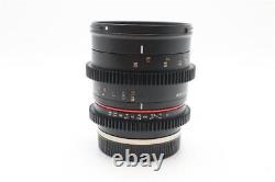 Objectif cinématographique Samyang 50mm T1.3 UMC CS pour Sony E-Mount, mise au point manuelle, très bon état