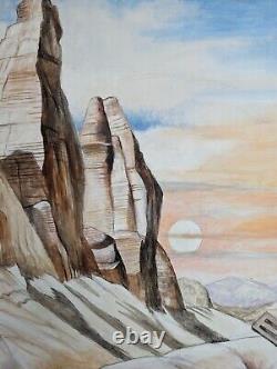 Paysage de montagne rocheuse Musicien Canapé Grand tableau surréaliste
