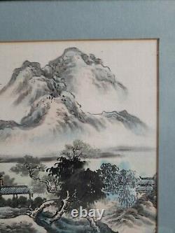 Vintage Impressionnant Paysage De Montagne Aquarelle Chinois